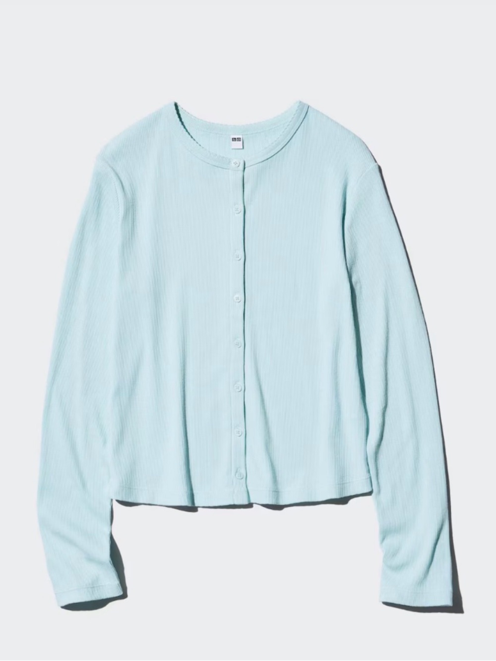 Uniqlo Light Blue Ribbed Button-Front Cardigan